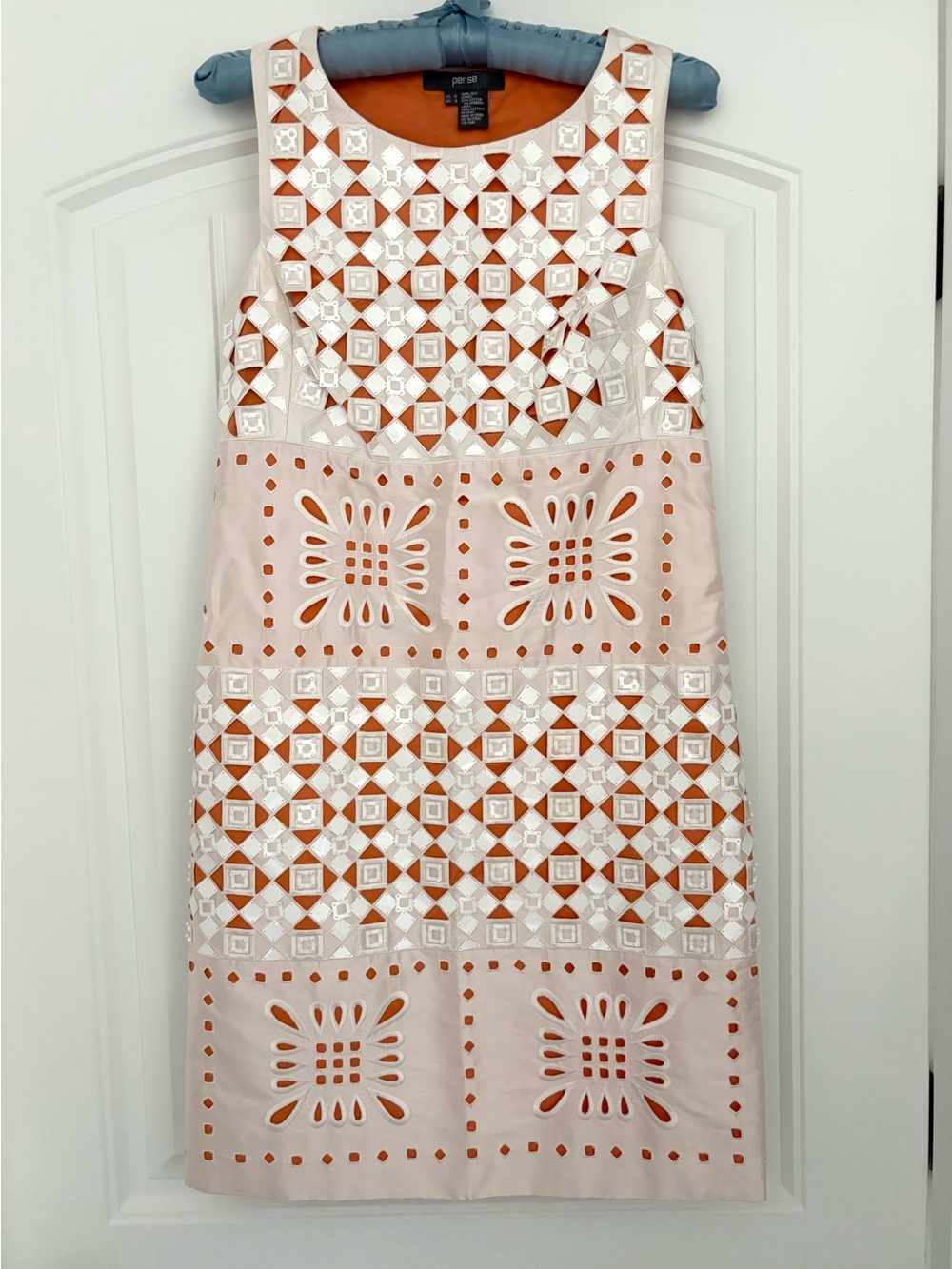Per Se by Carlisle Silk beaded and Embroidered cutouts Orange and White Size 6